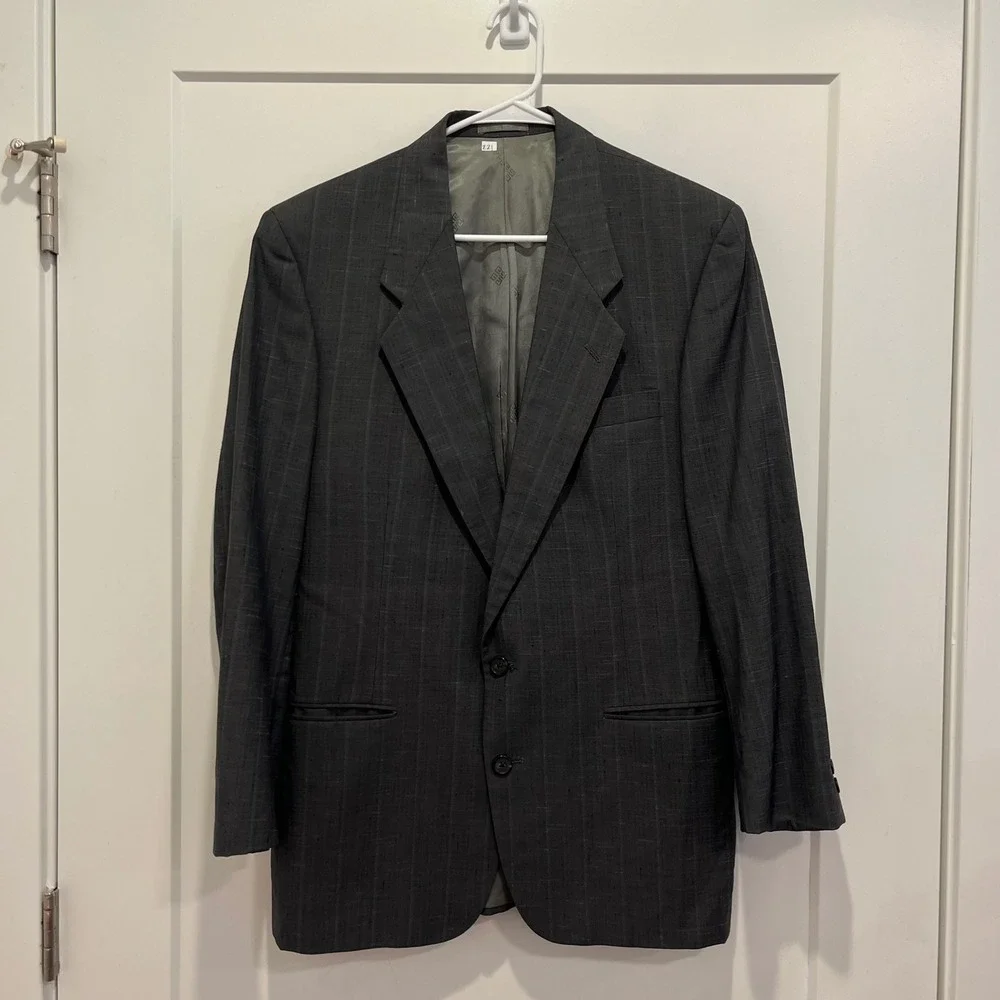 Givenchy‎ Gentleman Grey Plaid Two Button Blazer Sport Coat Vintage 42R